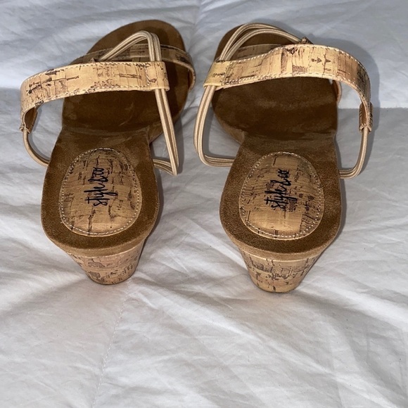 Style & Co Mulan Tan Cork Wedge Sandal Summer Beach Cruise Vacation T-Strap - Picture 10 of 11